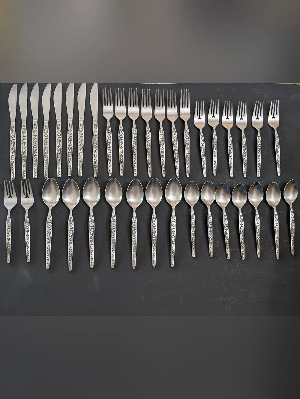 Vintage Antiqua Grand Prix Stainless Steel Flatware Korea 8-2026K